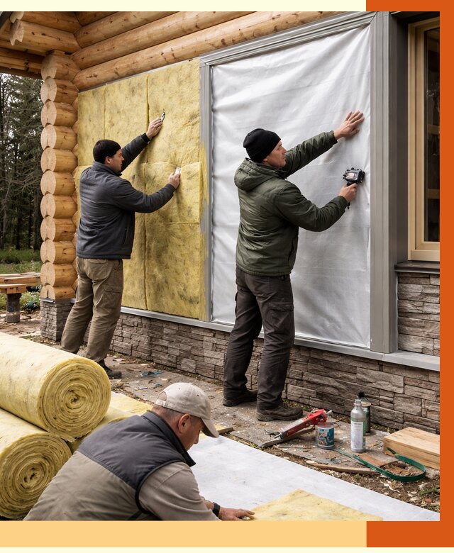 Утепление бревенчатого дома в Троицке от 7888 руб/м2 — заказать под ключ | ТепломастерТрц